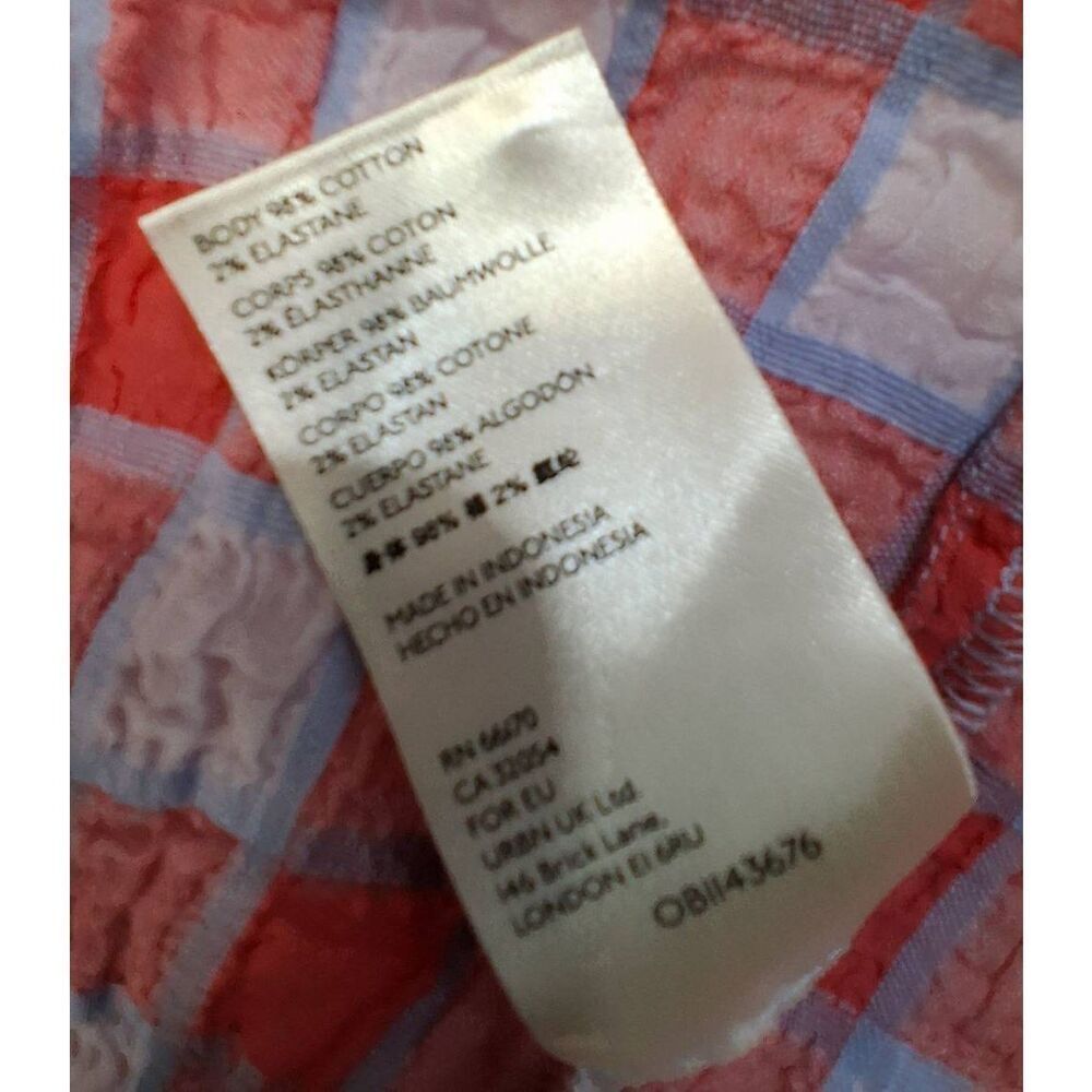 Pilcro Anthropologie womens small red plaid shirt blouse sleeveless seersucker - Picture 10 of 10